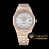Audemars Piguet Royal Oak 15400 Taşlı Pembe Altın Kasa Beyaz Kadran ETA