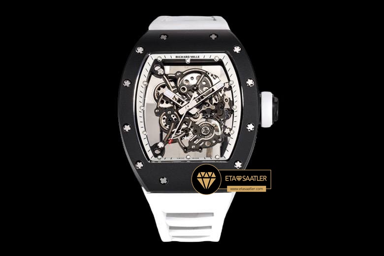 Richard Mille Seramik RM055 Bubba Watson Beyaz Çerçeveli Kadran BBR Factory V2 ETA