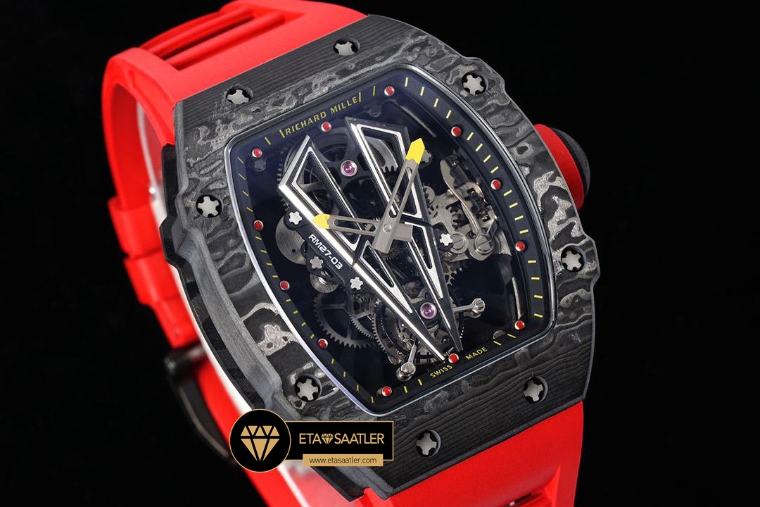 Richard Mille Tourbillon RM027-03 Rafael Nadal Kırmızı Kauçuk ETA (3) Richard Mille Tourbillon RM027-03 Rafael Nadal Kırmızı Kauçuk ETA