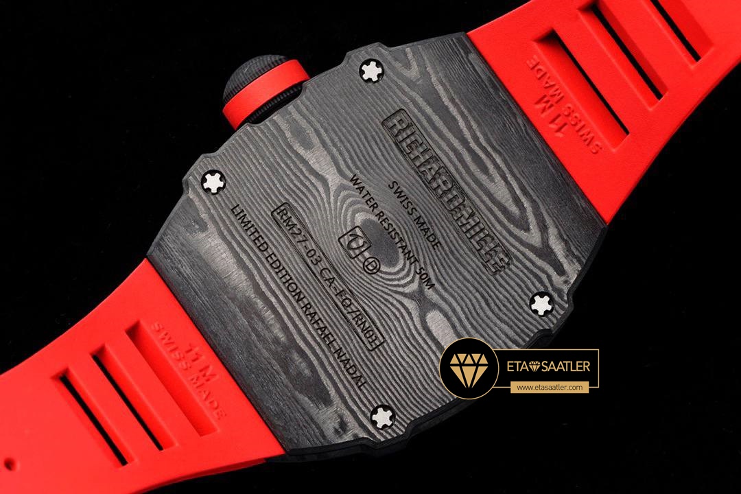 Richard Mille Tourbillon RM027-03 Rafael Nadal Kırmızı Kauçuk ETA (9) Richard Mille Tourbillon RM027-03 Rafael Nadal Kırmızı Kauçuk ETA