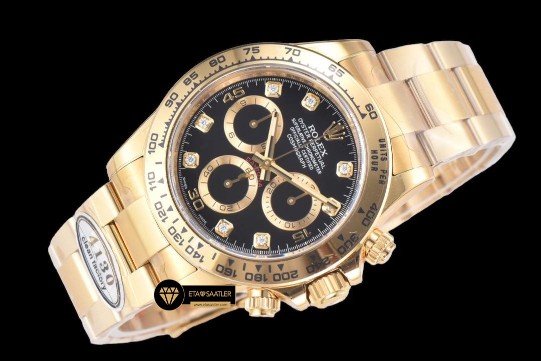 Rolex Cosmograph Daytona 116508 Taşlı Siyah Kadran 4130 Super Plus Clone ETA (2) Rolex Cosmograph Daytona 116508 Taşlı Siyah Kadran 4130 Super Plus Clone ETA