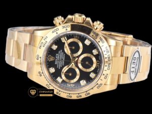 Rolex Cosmograph Daytona 116508 Taşlı Siyah Kadran 4130 Super Plus Clone ETA