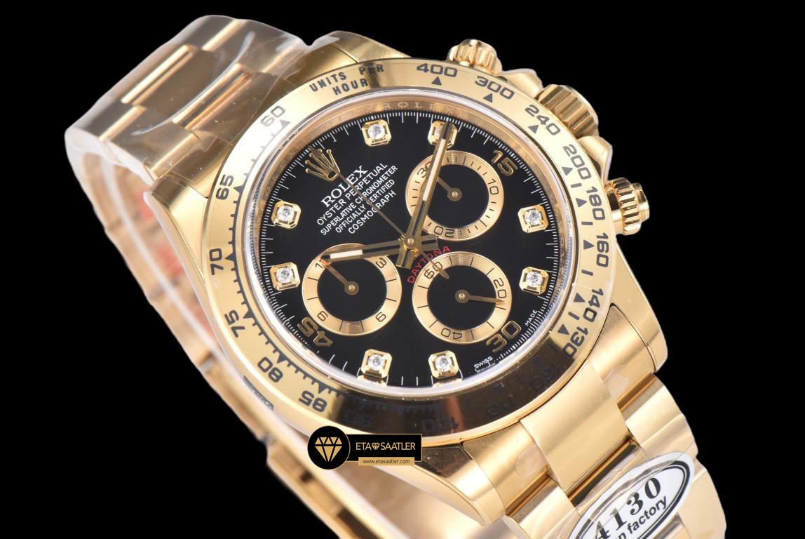 Rolex Cosmograph Daytona 116508 Taşlı Siyah Kadran 4130 Super Plus Clone ETA (4) Rolex Cosmograph Daytona 116508 Taşlı Siyah Kadran 4130 Super Plus Clone ETA