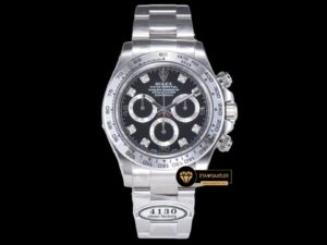 Rolex Daytona Cosmograph 116520 Taşlı Siyah Kadran 4130 Super Plus Clone ETA (1) Rolex Daytona Cosmograph 116520 Taşlı Siyah Kadran 4130 Super Plus Clone ETA