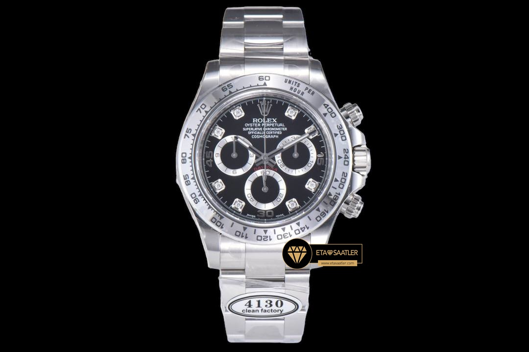 Rolex Daytona Cosmograph 116520 Taşlı Siyah Kadran 4130 Super Clone ETA