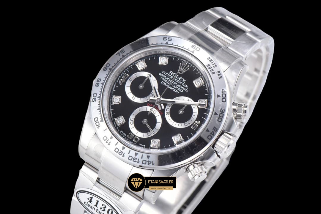 Rolex Daytona Cosmograph 116520 Taşlı Siyah Kadran 4130 Super Plus Clone ETA (6) Rolex Daytona Cosmograph 116520 Taşlı Siyah Kadran 4130 Super Plus Clone ETA