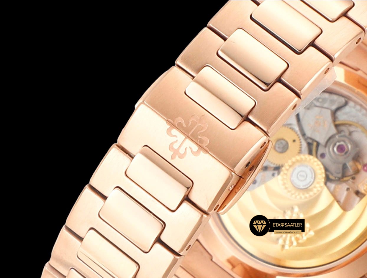 Patek Philippe 7118 Nautilus 35mm Rose Kasa Full Taş Bezel ETA (7) Patek Philippe 7118 Nautilus 35mm Rose Kasa Full Taş Bezel ETA