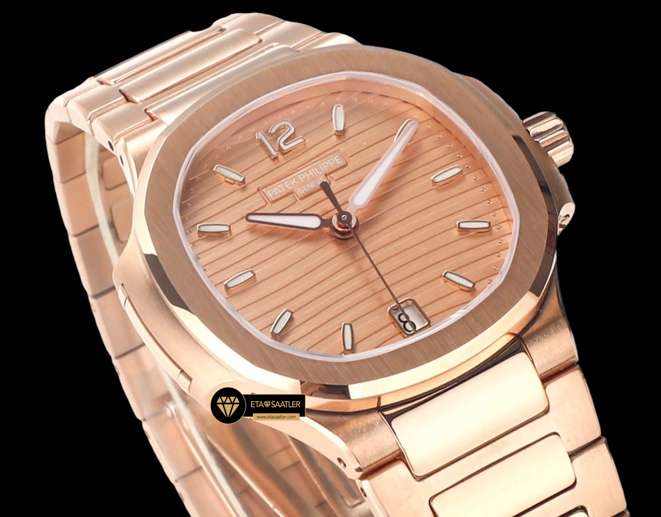 Patek Philippe 7118 Nautilus Pembe Kadran 35mm Rose Kasa ETA (2) Patek Philippe 7118 Nautilus Pembe Kadran 35mm Rose Kasa ETA