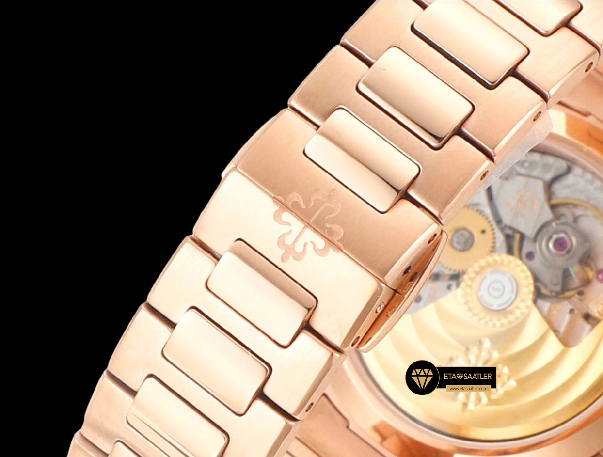 Patek Philippe 7118 Nautilus Pembe Kadran Rose Kasa Full Taş Bezel ETA (7) Patek Philippe 7118 Nautilus Pembe Kadran Rose Kasa Full Taş Bezel ETA