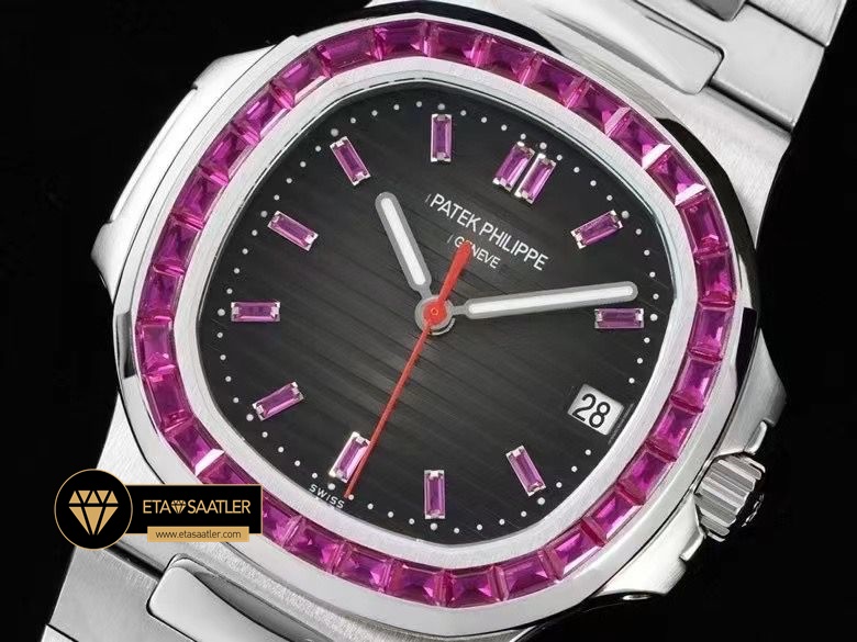 Patek Philippe Nautilus 40mm Siyah Kadran Jumbo 5711 Full Taşlı Bezel ETA (3) Patek Philippe Nautilus 40mm Siyah Kadran Jumbo 5711 Full Taşlı Bezel ETA