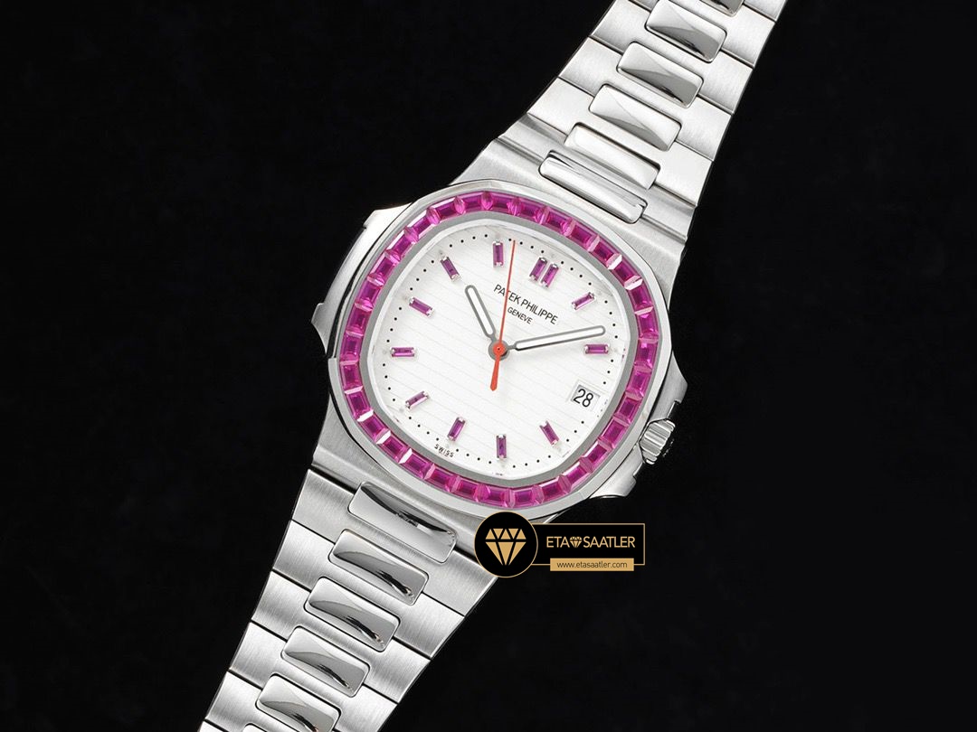 Patek Philippe Nautilus Çelik 40mm Jumbo 5711 Full Taşlı Bezel ETA (2) Patek Philippe Nautilus Çelik 40mm Jumbo 5711 Full Taşlı Bezel ETA