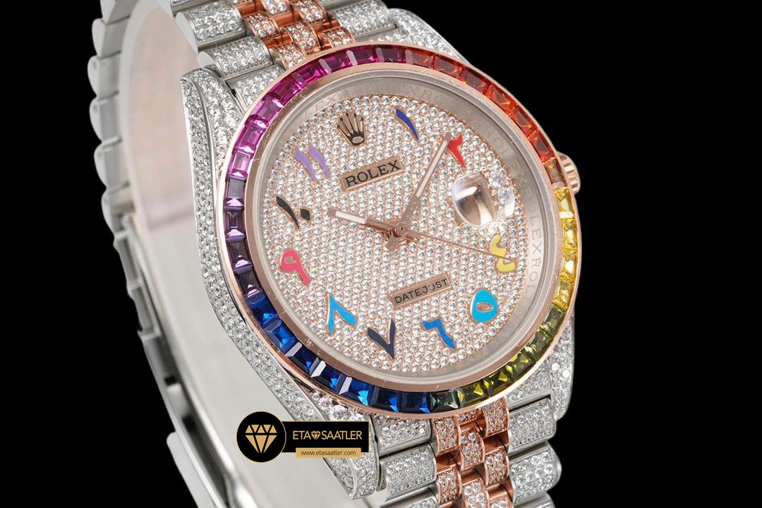 Rolex Datejust 126300 Arap Rakamlı Kadran 41mm Full Taş Rose Kasa 3235 ETA (7) Rolex Datejust 126300 Arap Rakamlı Kadran 41mm Full Taş Rose Kasa 3235 ETA