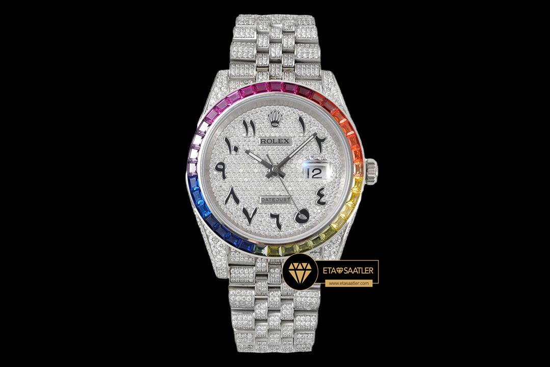 Rolex Datejust 126300 Rainbow Bezel 41mm Arabic Numerals 3235 ETA