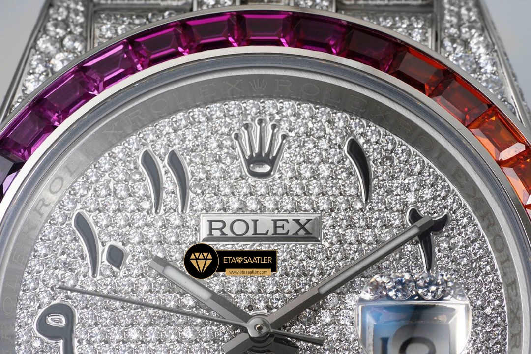 Rolex Datejust 126300 Rainbow Bezel 41mm Arabic Numerals Dial 3235 ETA (6) Rolex Datejust 126300 Rainbow Bezel 41mm Arabic Numerals Dial 3235 ETA