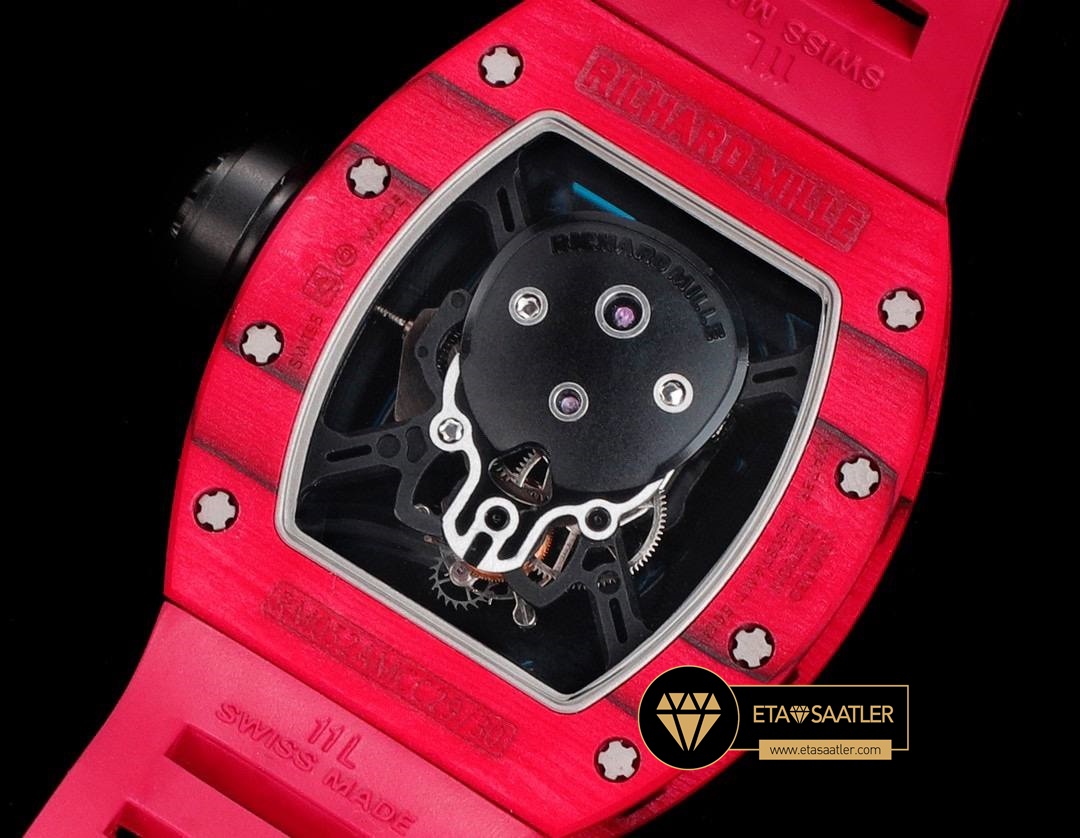 Richard Mille RM052 Taşlı İskelet Kadran Kırmızı Carbon Bezel YSF Tourbillon V2 ETA (4) Richard Mille RM052 Taşlı İskelet Kadran Kırmızı Carbon Bezel YSF Tourbillon V2 ETA