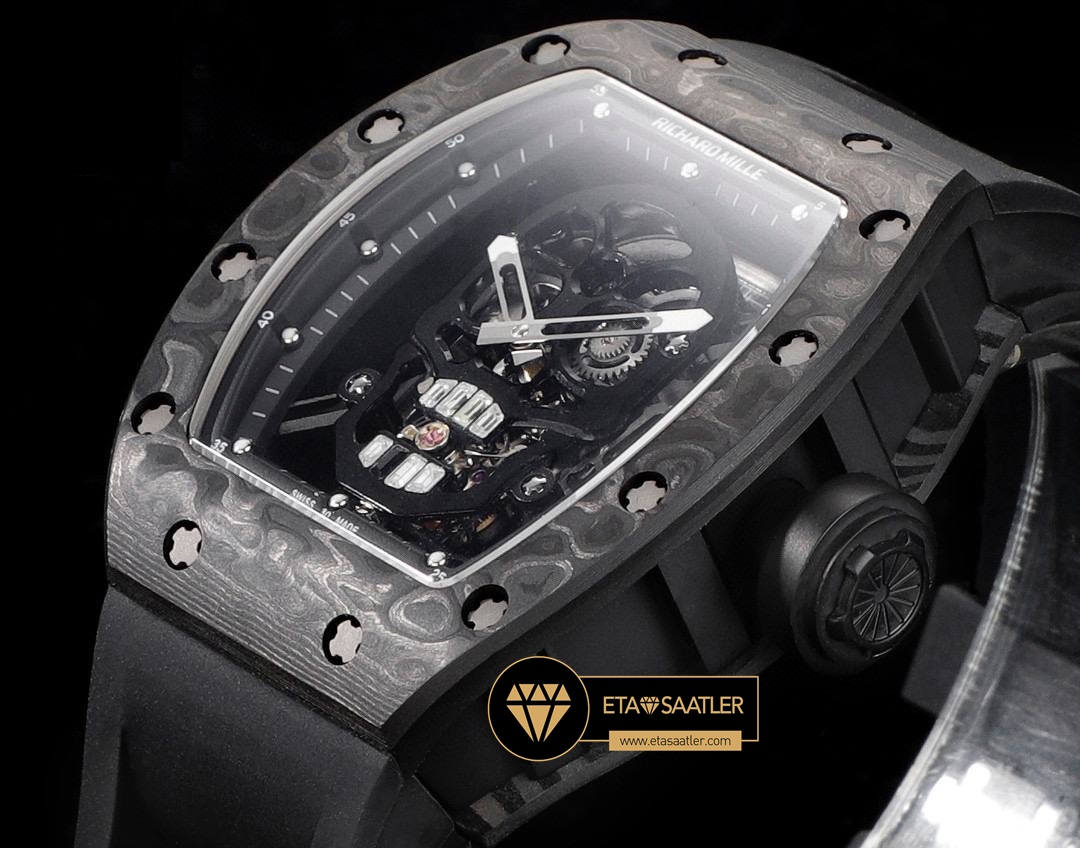 Richard Mille RM052 Taşlı Kafatası Kadran Siyah Carbon Çerçeve YSF Tourbillon V2 ETA (5) Richard Mille RM052 Taşlı Kafatası Kadran Siyah Carbon Çerçeve YSF Tourbillon V2 ETA
