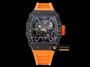 Richard Mille RM35-01 İskelet Kadran NTPT Carbon Kasa Turuncu Kauçuk Kordon SONIC V2 ETA