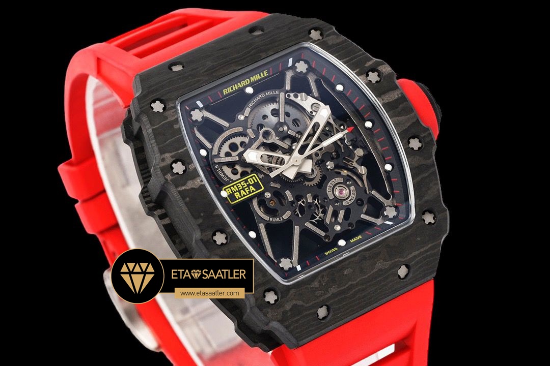 Richard Mille RM35-01 NTPT Carbon Kasa İskelet Kadran Kırmızı Kauçuk Kordon SONIC V2 ETA (2) Richard Mille RM35-01 NTPT Carbon Kasa İskelet Kadran Kırmızı Kauçuk Kordon SONIC V2 ETA
