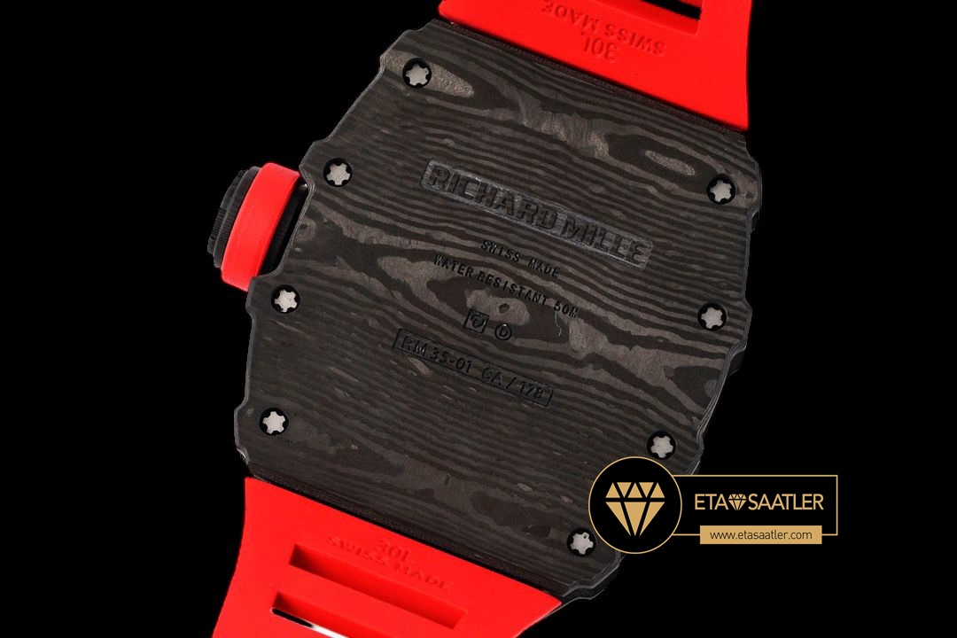 Richard Mille RM35-01 NTPT Carbon Kasa İskelet Kadran Kırmızı Kauçuk Kordon SONIC V2 ETA (8) Richard Mille RM35-01 NTPT Carbon Kasa İskelet Kadran Kırmızı Kauçuk Kordon SONIC V2 ETA