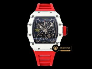 Richard Mille RM35-01 RAFA Beyaz NTPT Carbon Kasa Kırmızı Kauçuk Kordon SONIC V2 ETA