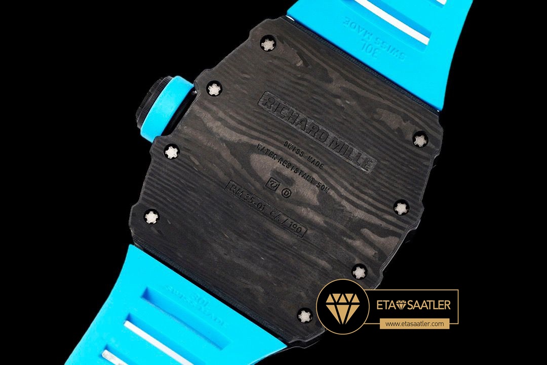 Richard Mille RM35-01 RAFA Carbon Kasa İskelet Kadran Mavi Kauçuk SONIC V2 ETA (9) Richard Mille RM35-01 RAFA Carbon Kasa İskelet Kadran Mavi Kauçuk SONIC V2 ETA