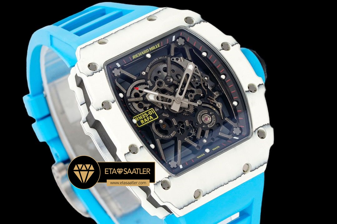 Richard Mille RM35-01 RAFA İskelet Kadran NTPT Carbon Kasa Kauçuk Kordon SONIC V2 ETA (2) Richard Mille RM35-01 RAFA İskelet Kadran NTPT Carbon Kasa Kauçuk Kordon SONIC V2 ETA