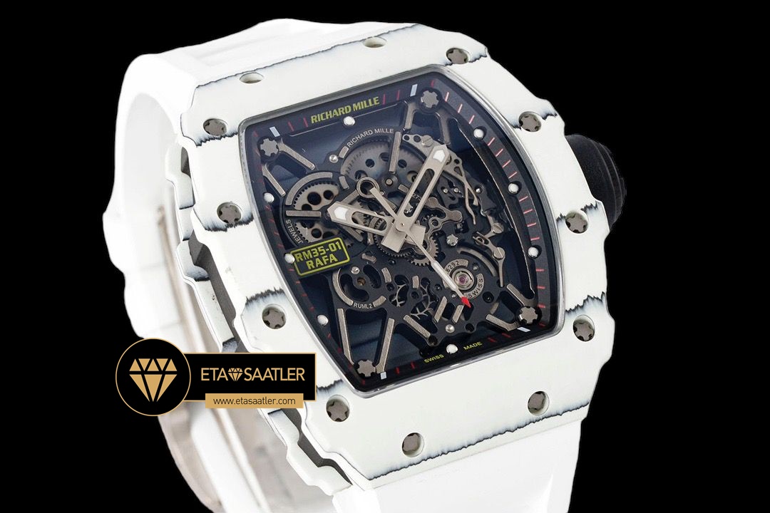 Richard Mille RM35-01 Rafael Nadal Beyaz NTPT Carbon Kasa İskelet Kadran SONIC V2 ETA (2) Richard Mille RM35-01 Rafael Nadal Beyaz NTPT Carbon Kasa İskelet Kadran SONIC V2 ETA
