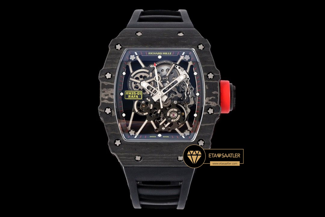 Richard Mille RM35-01 Rafael Nadal NTPT Carbon Kasa İskelet Kadran SONIC V2 ETA