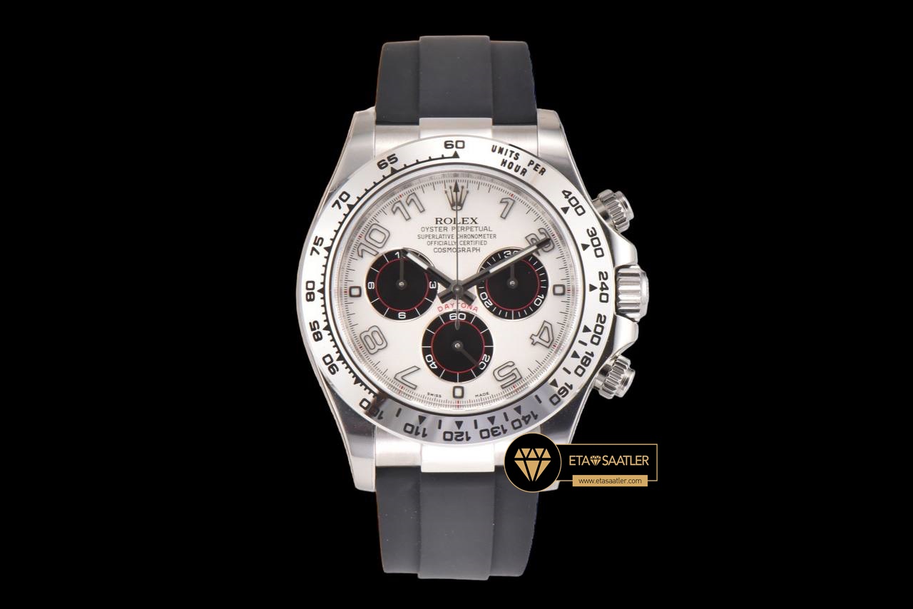 Rolex Daytona 116519 Rakamlı Beyaz Kadran Kauçuk Kordon Clean 4130 V2 ETA