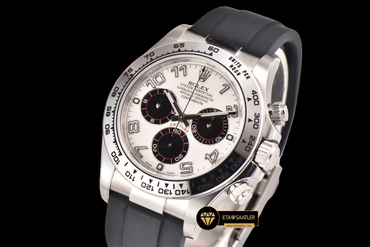 Rolex Daytona 116519 Rakamlı Beyaz Kadran Kauçuk Kordon Clean 4130 V2 ETA (2) Rolex Daytona 116519 Rakamlı Beyaz Kadran Kauçuk Kordon Clean 4130 V2 ETA