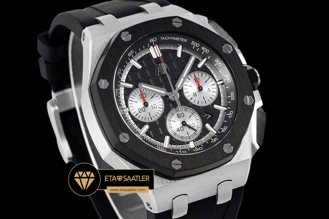 Audemars Piguet 26420 Royal Oak Offshore Siyah Kadran 44mm Super Clone ETA (2) Audemars Piguet 26420 Royal Oak Offshore Siyah Kadran 44mm Super Clone ETA