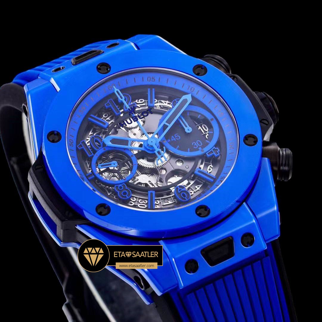 Hublot Big Bang Unico Mavi Seramik HUB1280 İskelet Kadran Super Clone ETA (5) Hublot Big Bang Unico Mavi Seramik HUB1280 İskelet Kadran Super Clone ETA