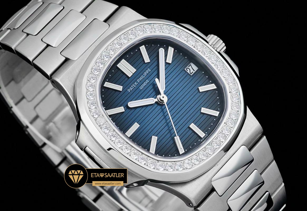 Patek Philippe Aquanaut 5167 Taşlı Bezel Mavi Kadran 40mm Super Clone ETA (2) Patek Philippe Aquanaut 5167 Taşlı Bezel Mavi Kadran 40mm Super Clone ETA