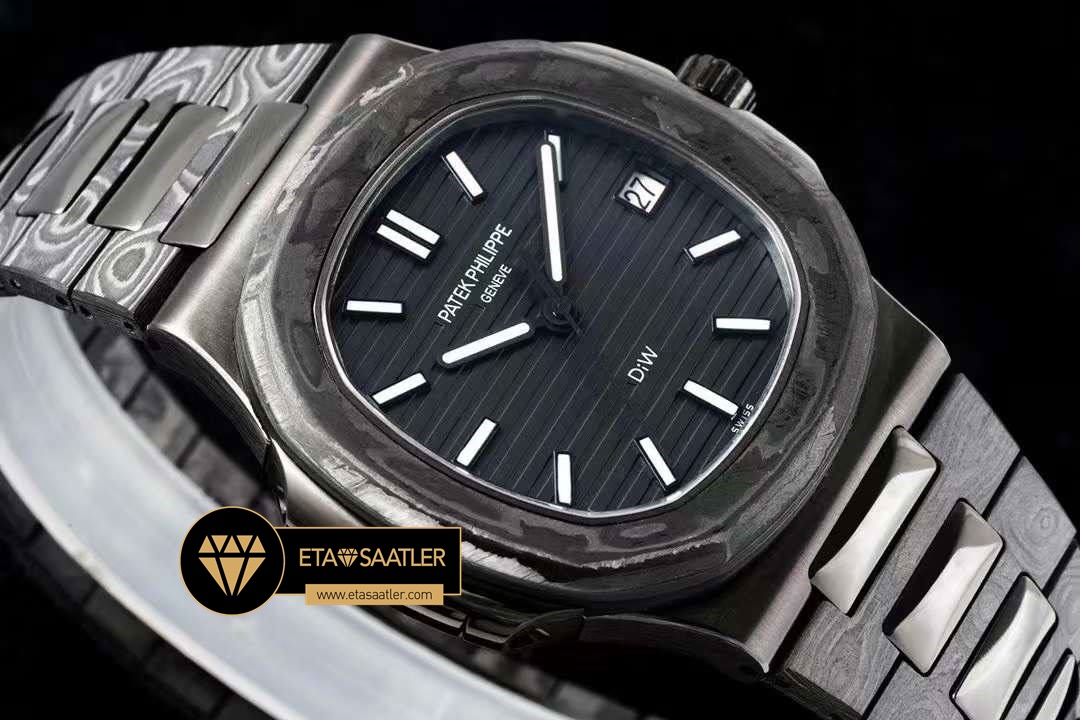 Patek Philippe Diw Nautilus Jumbo 5711 Karbon Kasa Siyah Super Clone ETA (2) Patek Philippe Diw Nautilus Jumbo 5711 Karbon Kasa Siyah Super Clone ETA
