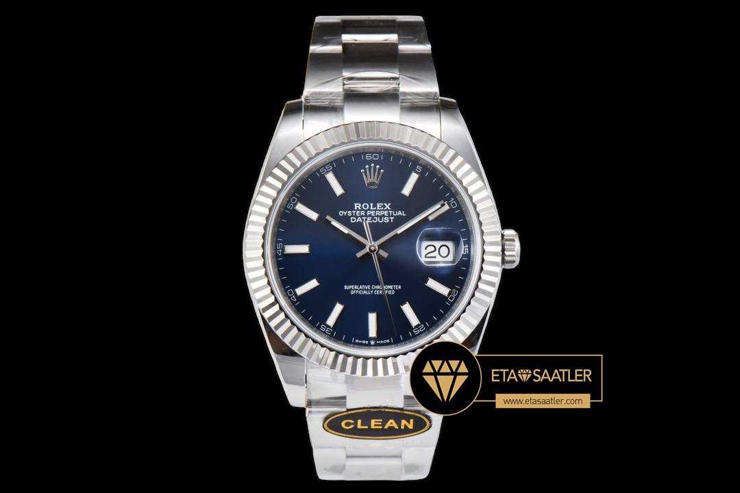 Rolex Datejust 126334 Mavi Kadran Clean 41mm Oyster 3235 V2 Super Clone ETA