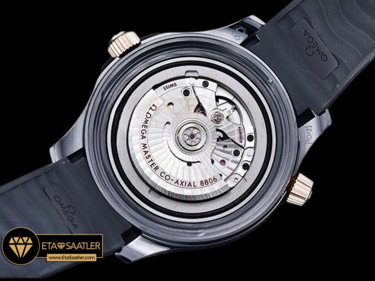 omega-seamaster-diver-300m-black-ceramic-sedna-rose-gold-super-clone-eta24