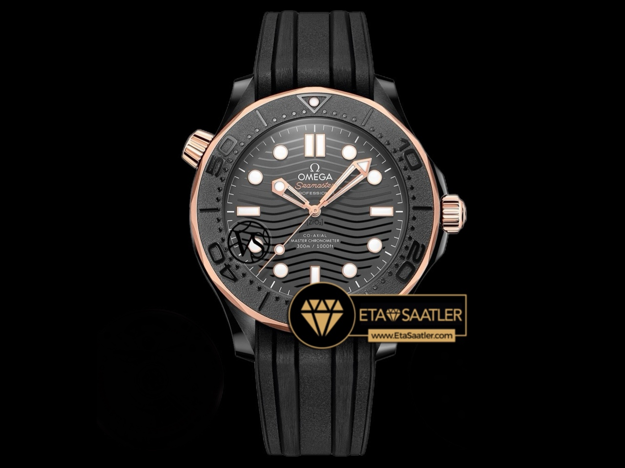 Omega Seamaster Diver 300m Black Ceramic Sedna Rose Gold Super Clone ETA