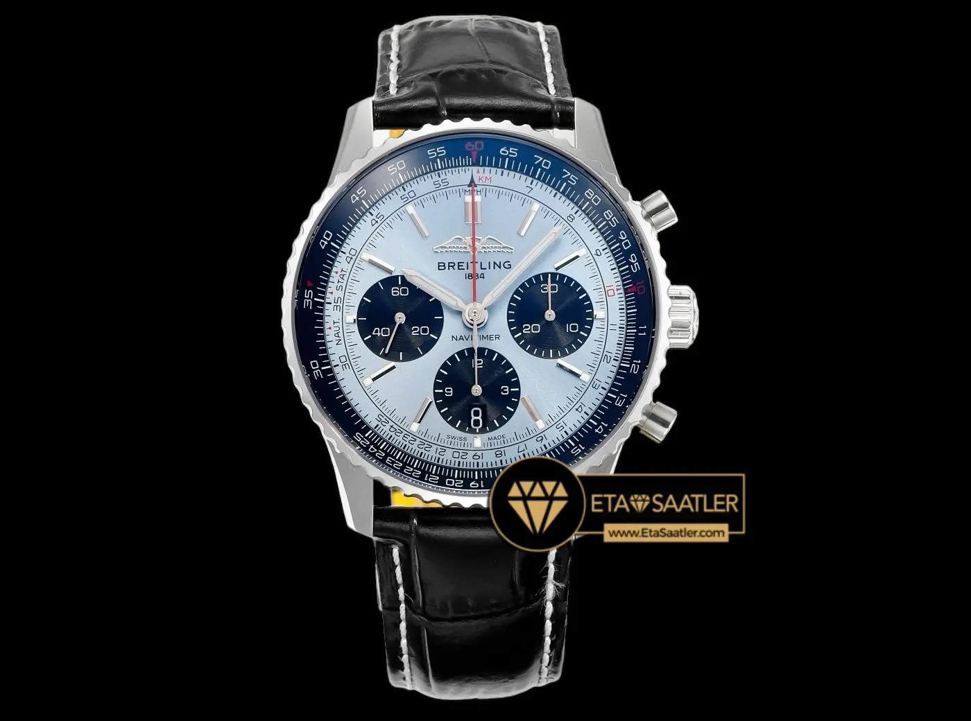 Breitling Navitimer B01 43 mm 70.Yıl Çelik Kasa Turkuaz Kadran Deri Kordon Super Clone ETA