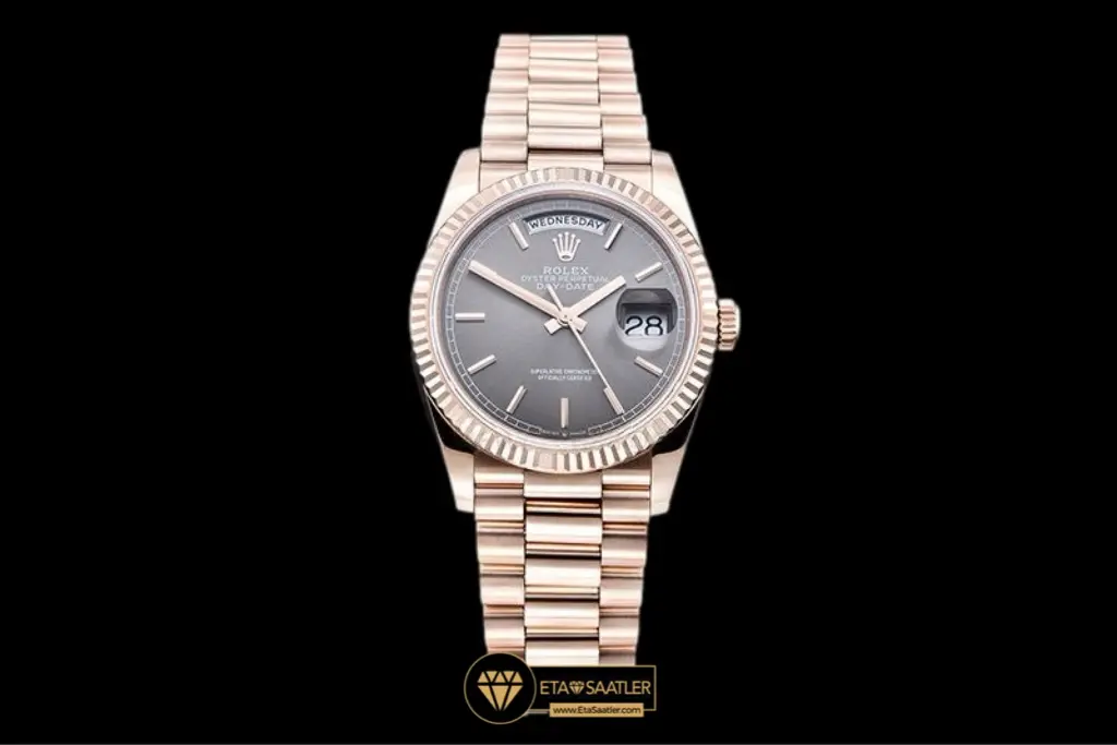 Rolex Day Date 128235 Everose Arduvaz İndeksli Kadran 36 mm Tungsten Super Clone ETA