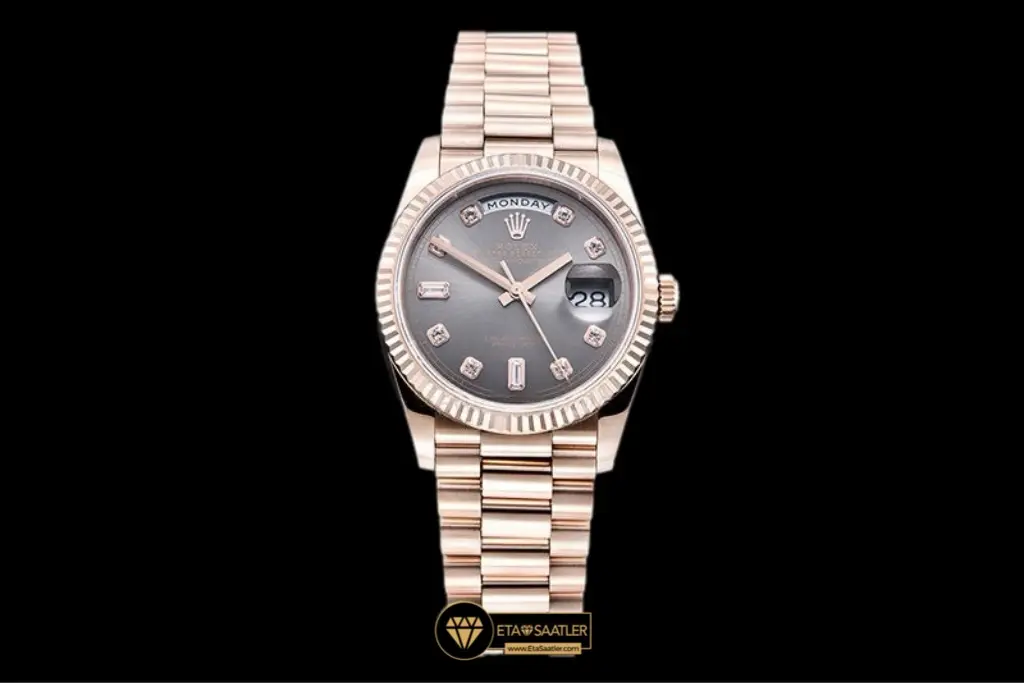 Rolex Day Date 128235 Everose Arduvaz Diamond Kadran 36 mm Tungsten Super Clone ETA