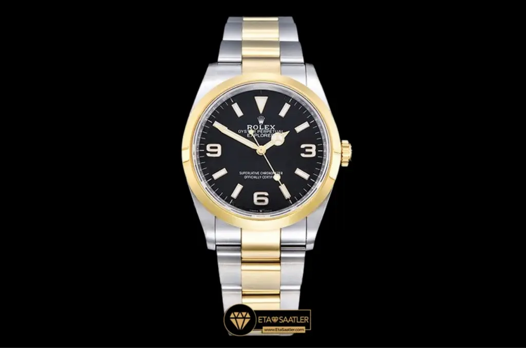 Rolex Explorer 124273 Çelik Altın Siyah Kadran 36 mm 3230 Super Clone Eta
