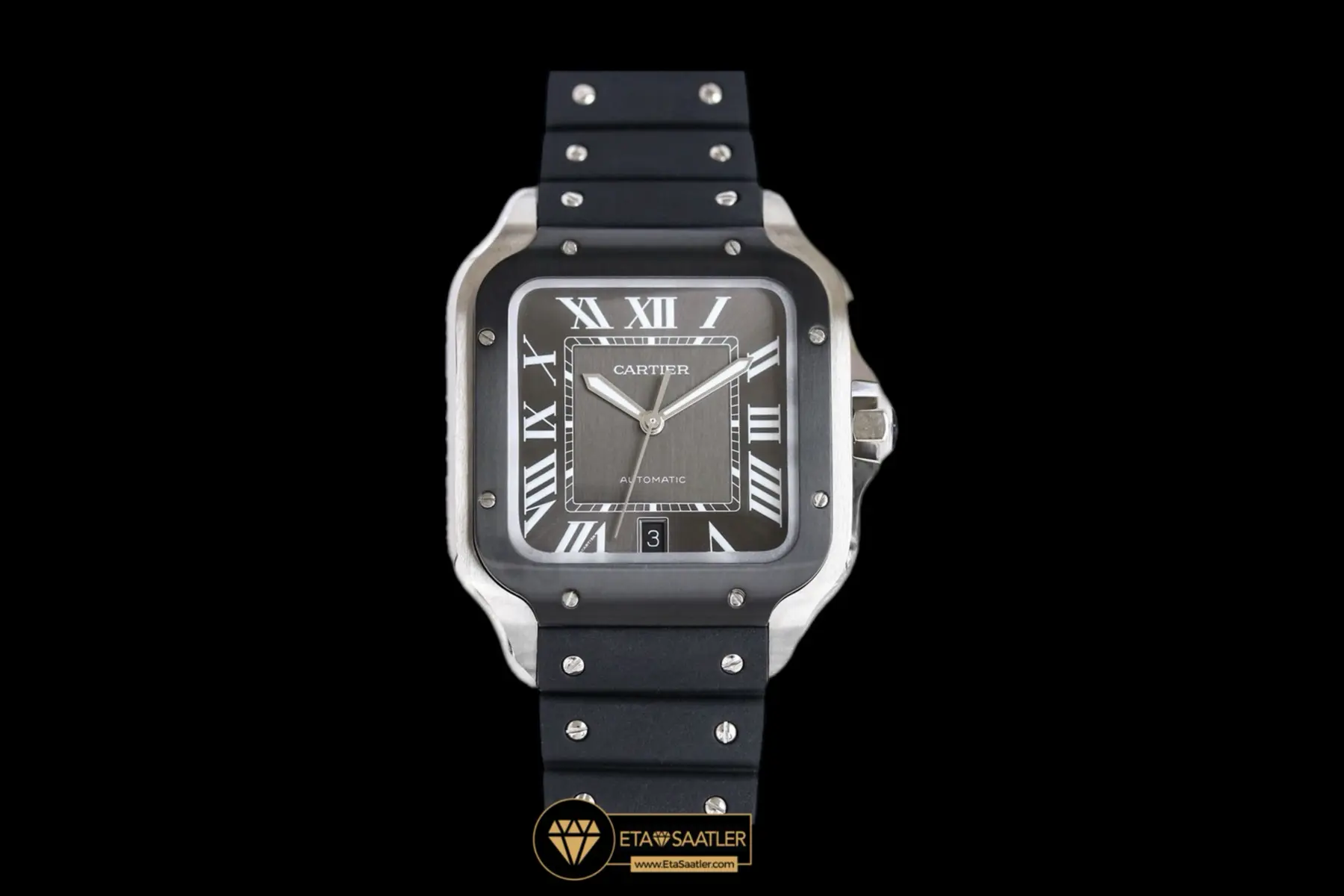 Cartier Santos De Cartier 100 Men XL Çelik DLC Bezel Gri Kadran Super Clone ETA