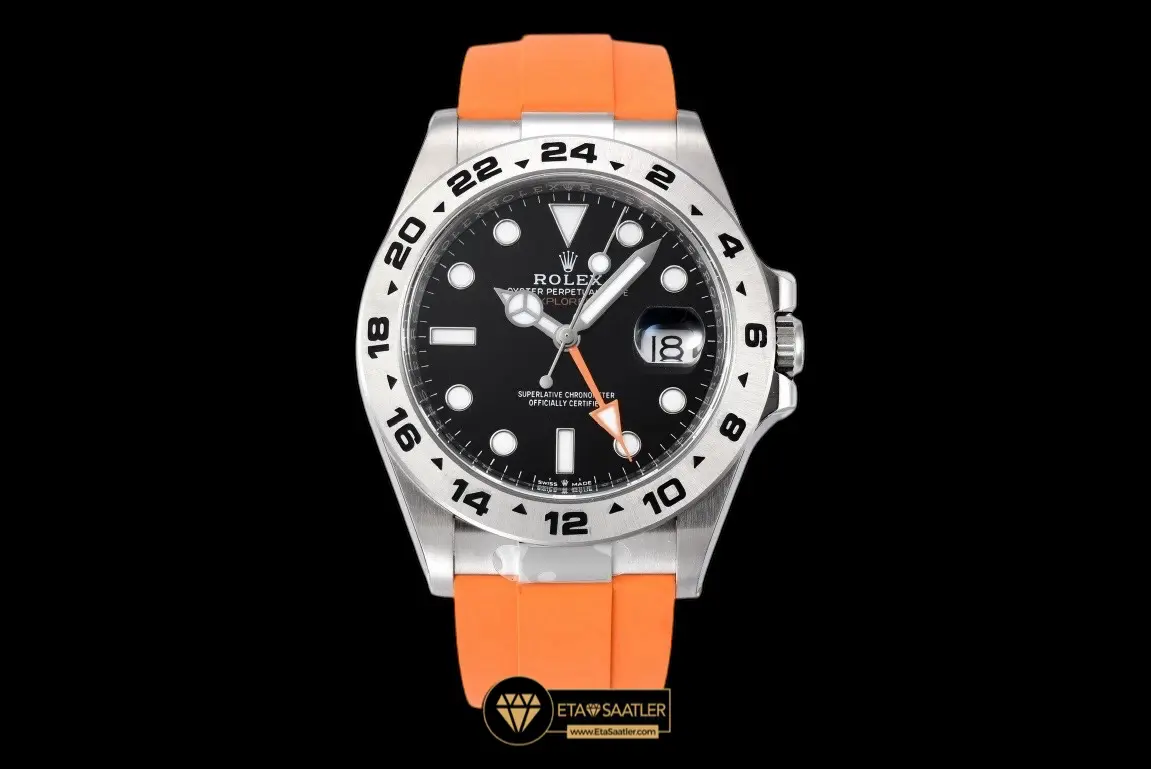 Rolex Explorer II 226570 Siyah Kadran Turuncu Oysterflex 42 mm 3285 Super Clone Eta