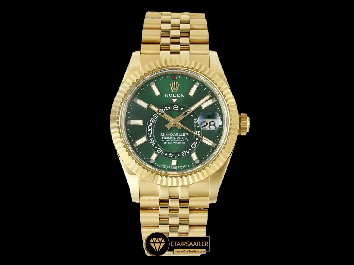Rolex Sky-Dweller 336938 Gold Kasa Yeşil Kadran Jubile Kordon Super Clone Eta