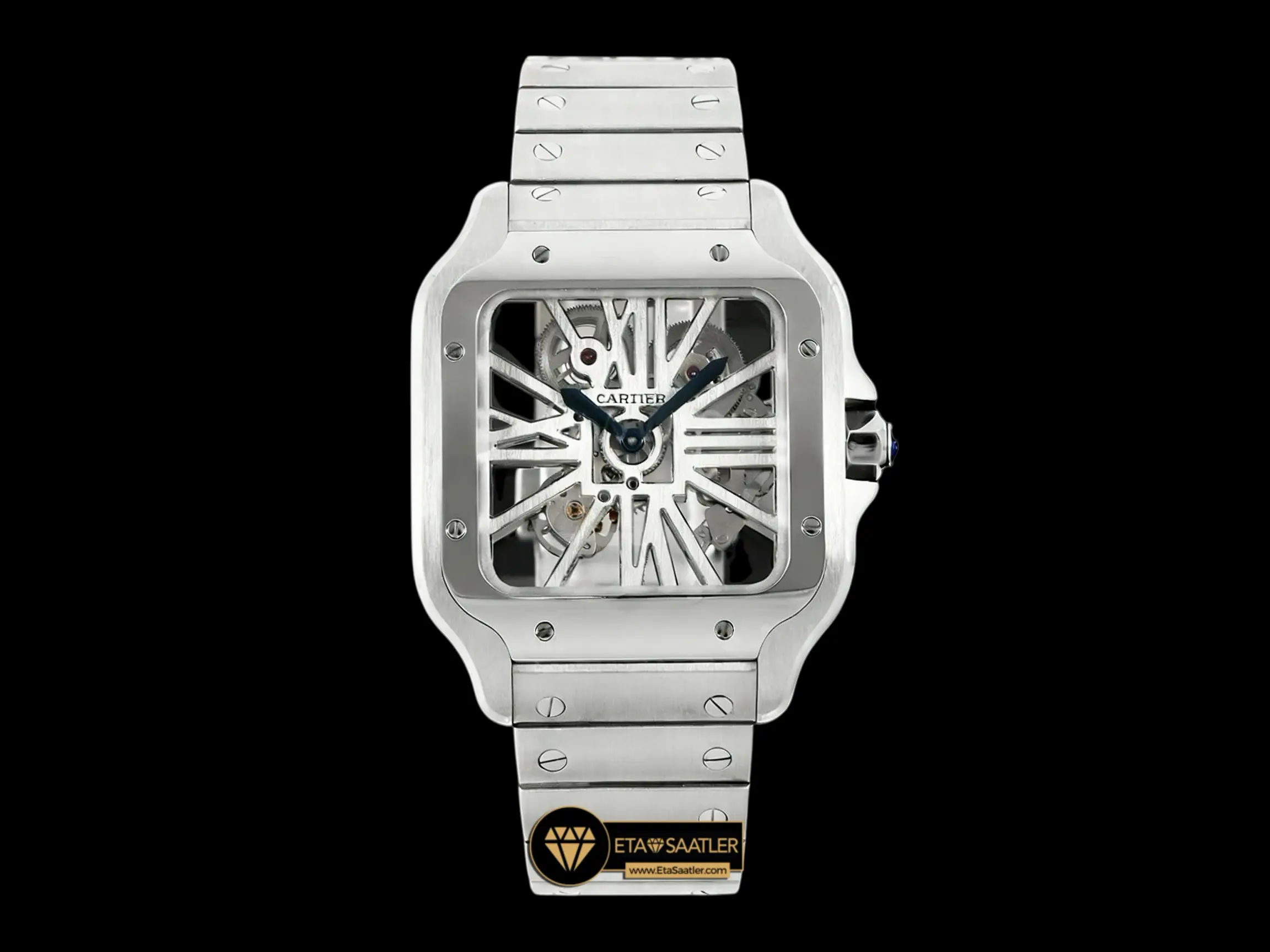 Cartier Santos De Cartier Skeleton Silver Super Clone ETA
