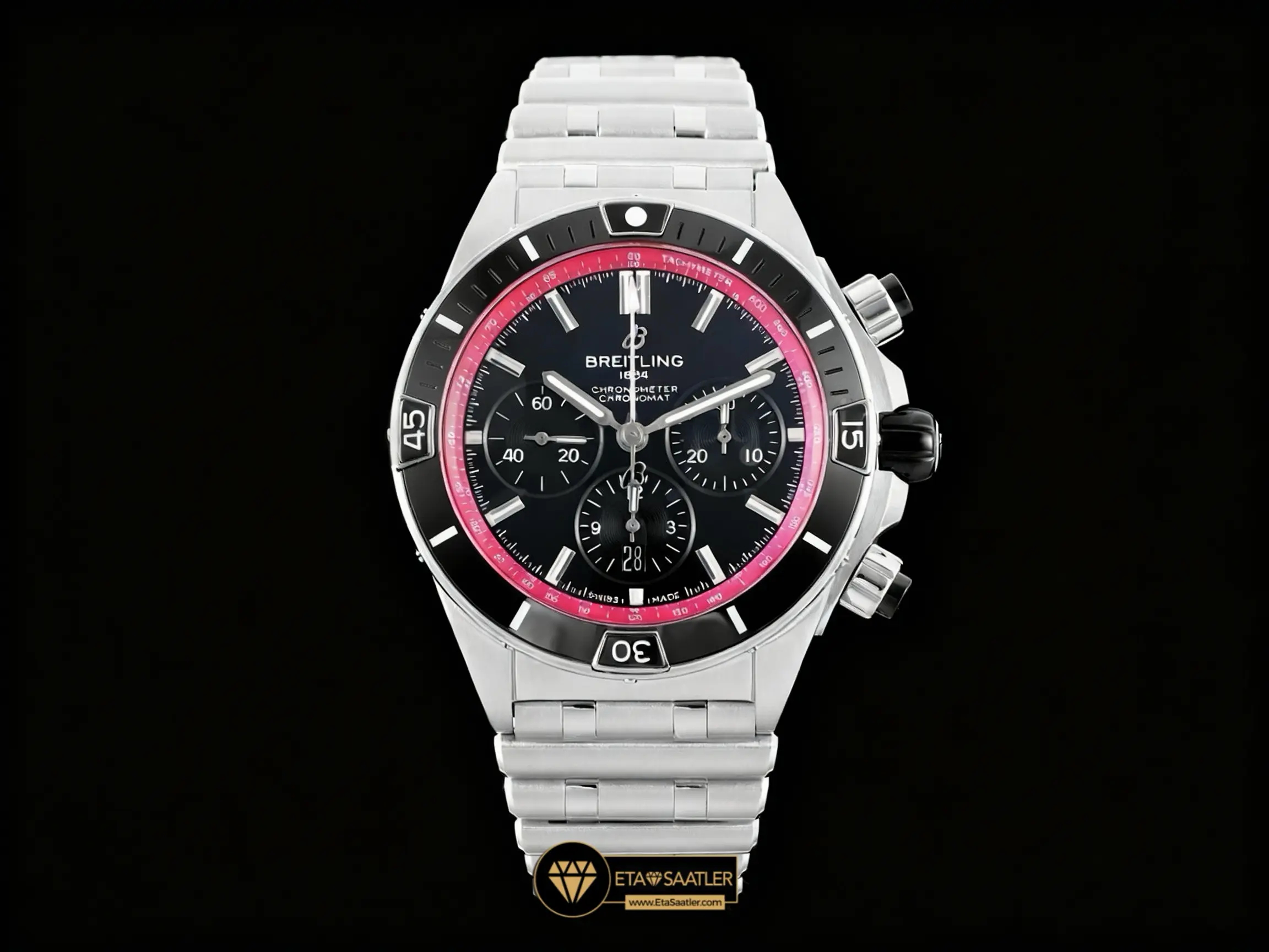 Breitling Super Chronomat B01 44 mm Seramik Bezel Siyah Kırmızı Kadran Super Clone ETA