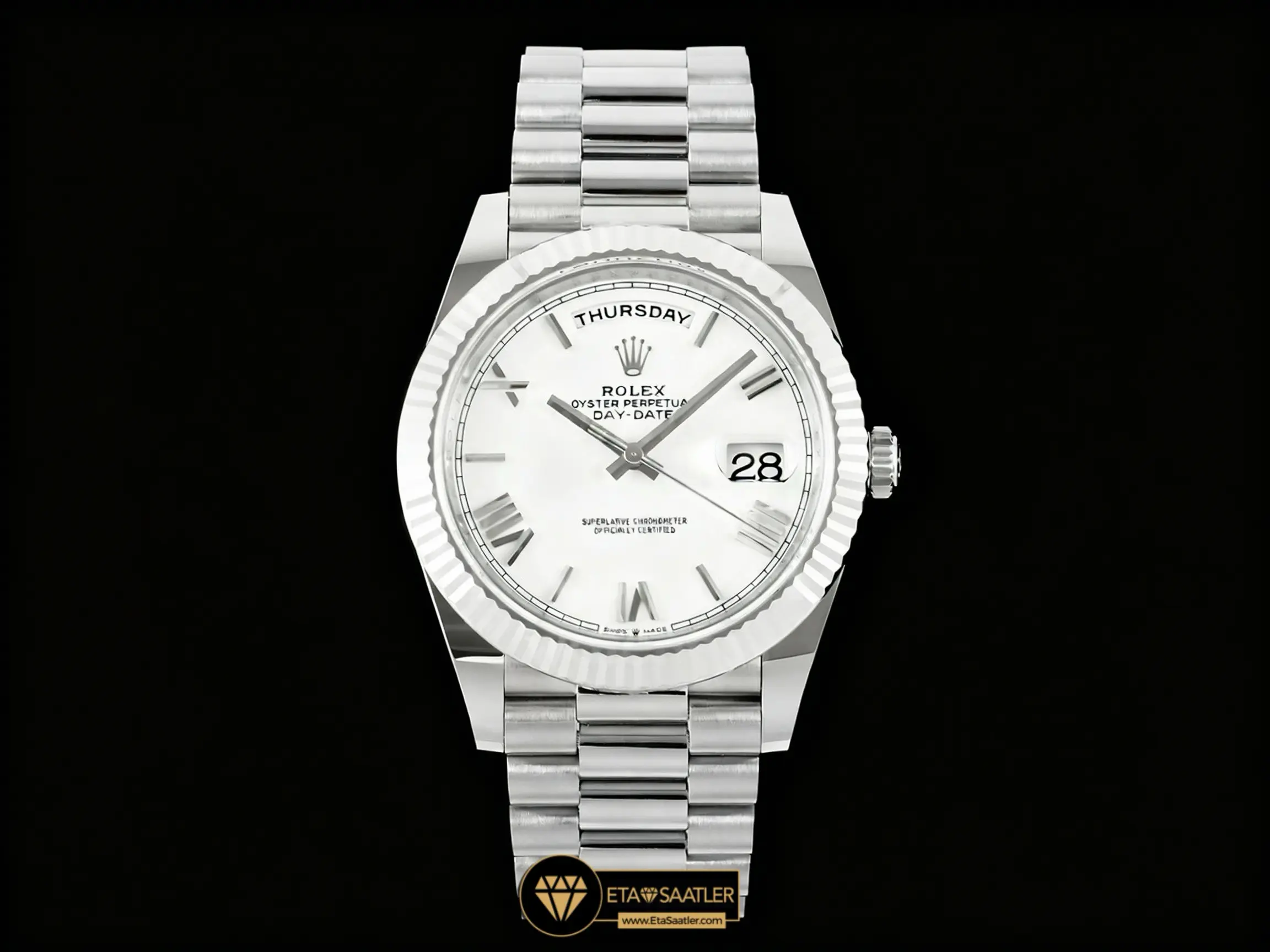 Rolex Day Date 228239 White Romen Dial Tungsten Vsf V2 Super Clone ETA