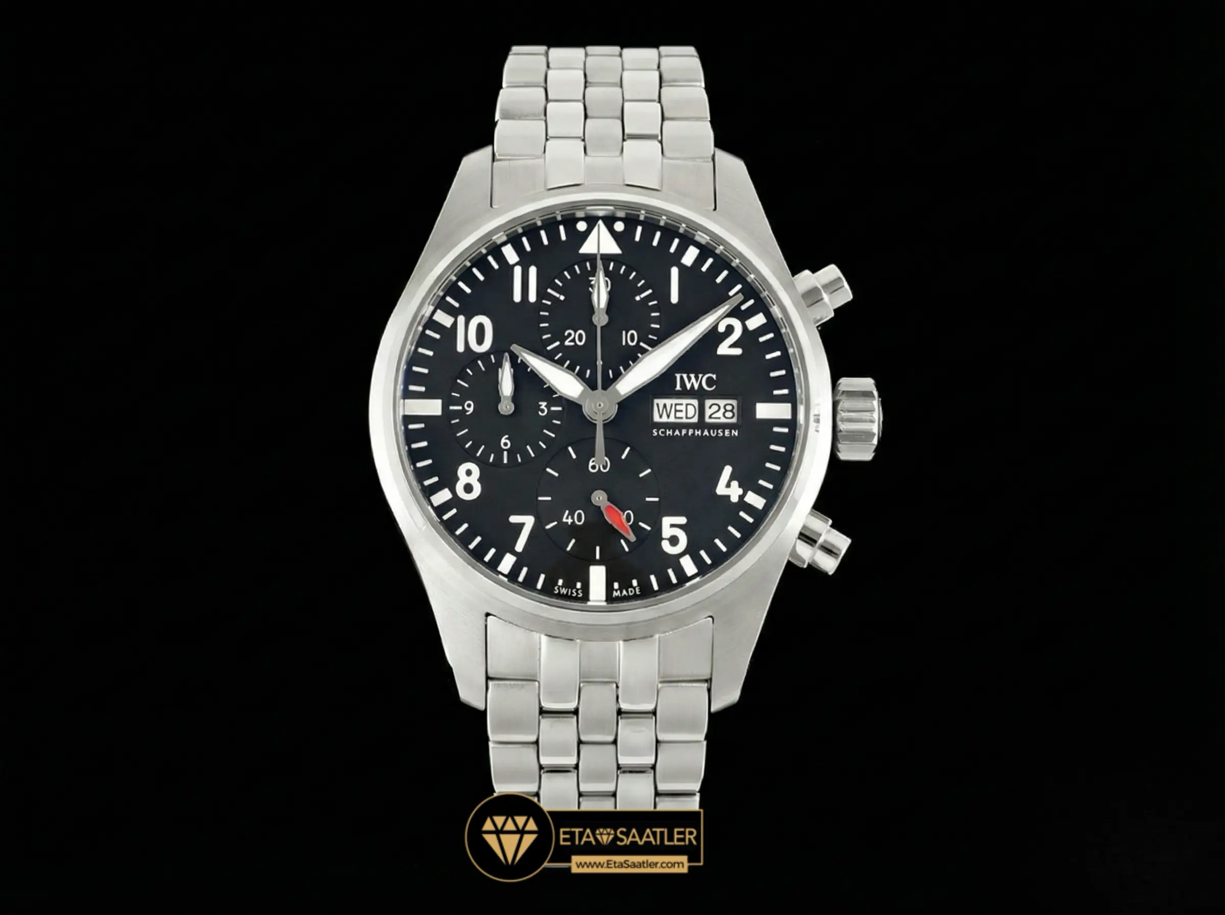 IWC Pilot’s IW388113 Chronograph Steel Black Dial Super Clone ETA