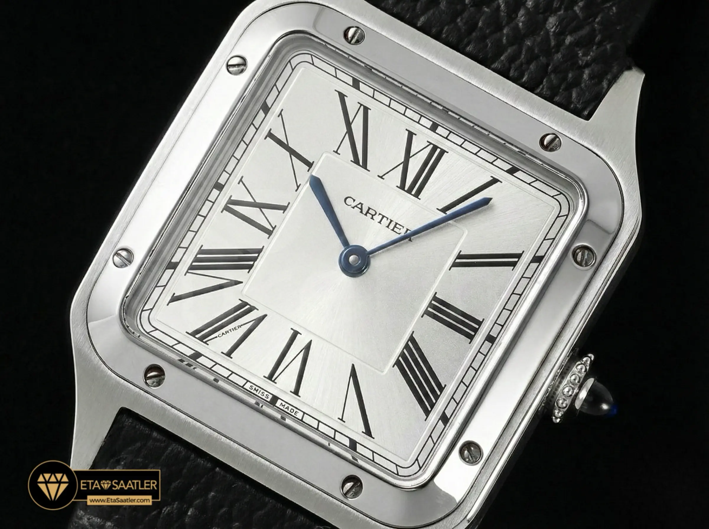 cartier-santos-dumont-27.5mm-silver-dial-black-lesther-strap-super-clone-eta-014