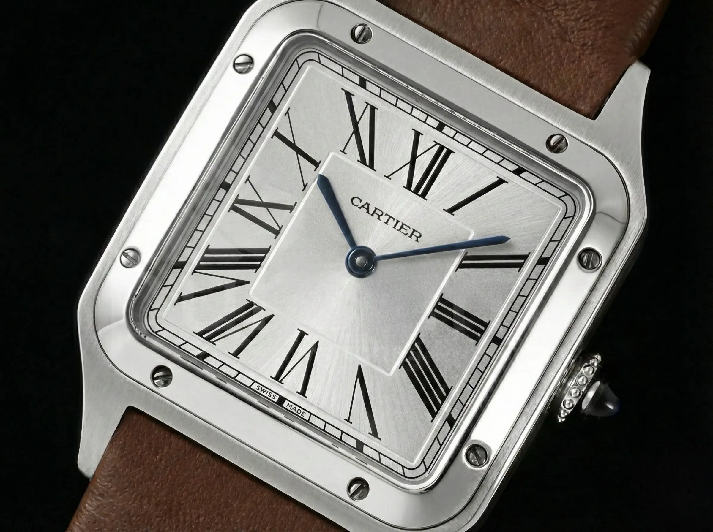 cartier-santos-dumont-31.4mm-silver-dial-brown-lesther-strap-super-clone-eta-06